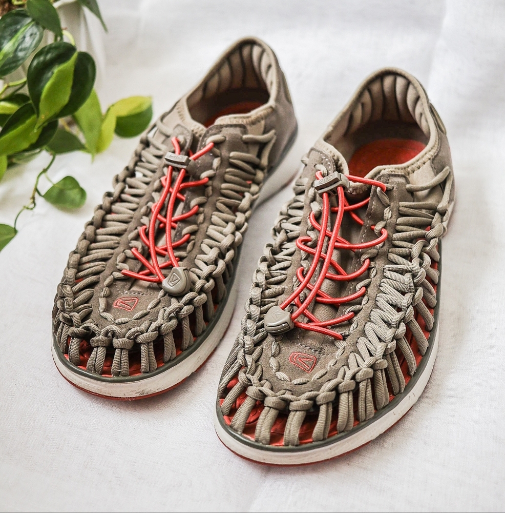 Keen Gray and Red Sandals with Signature Comfort